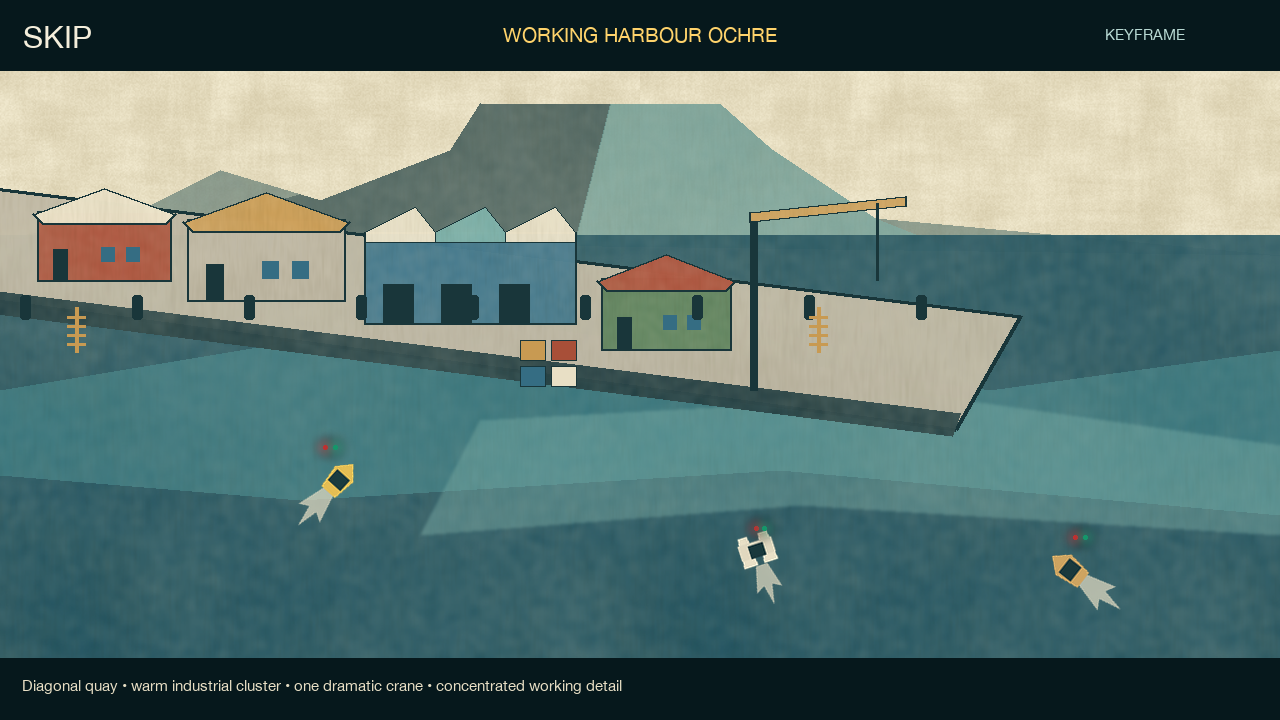 Early working harbour ochre keyframe.